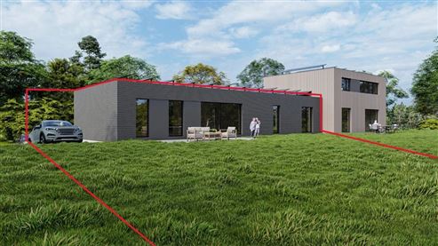 Reduzierter Steuersatz möglich ! Genehmigtes Umbauprojekt am Grenzübergang „Köpfchen“ Bungalow-Traum in zeitgenössischer Architektur