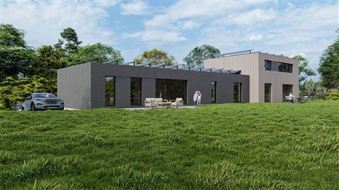 Reduzierter Steuersatz möglich ! Genehmigtes Umbauprojekt am Grenzübergang „Köpfchen“ Bungalow-Traum in zeitgenössischer Architektur